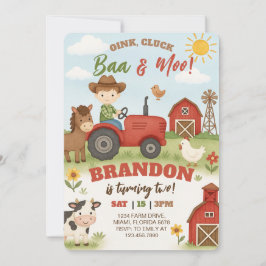 Convite Editable Farm Animals Birthday 