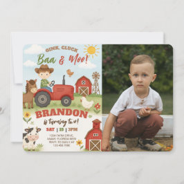 Convite Editable Farm Animals Birthday Photo