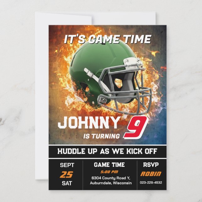 Convite Editable Football Birthday Invitation (Frente)