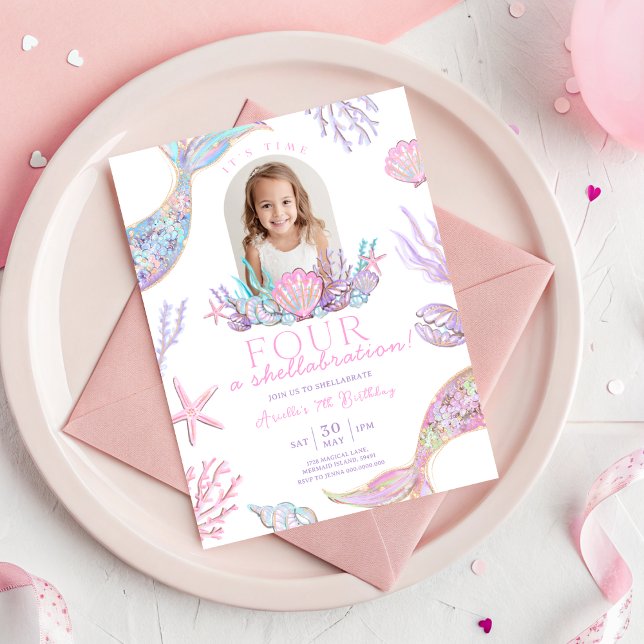 Convite Editable Four Mermaid Tail Invitation Picture Four (Editable Four Mermaid Tail Invitation Picture Four
)