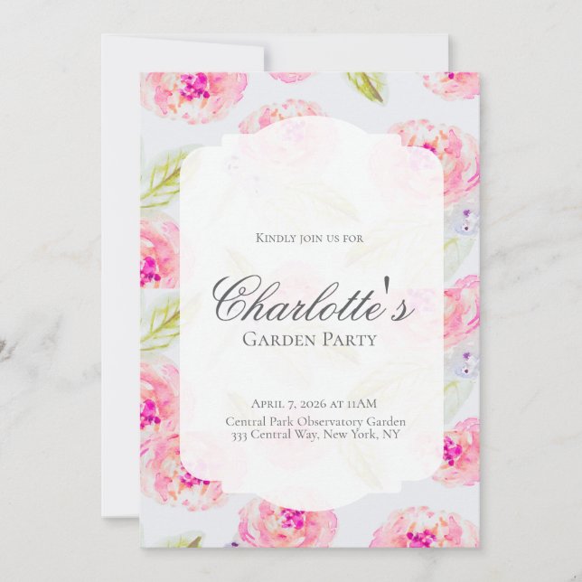 Convite Editable French Garden Bridal Shower Invitation  (Frente)