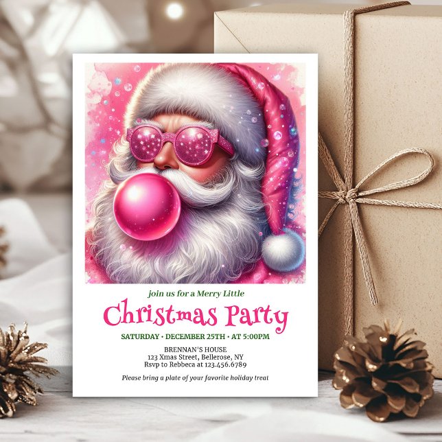 Convite Editable Funny Santa Heart Glasses Christmas  (Editable Funny Santa Heart Glasses Christmas Invitation

)