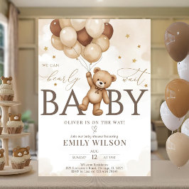 Convite EDITABLE Gender Neutral Bear Baby Shower Invitatio