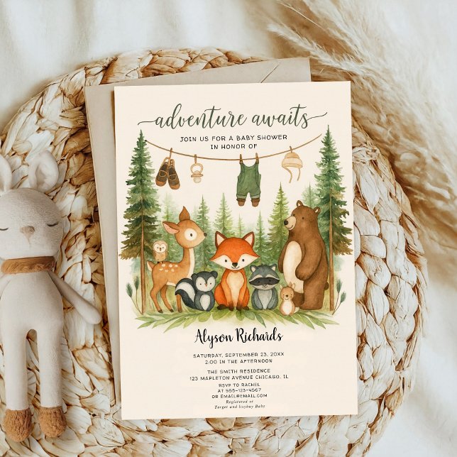 Convite Editable Gender Neutral Fall Woodland Baby Shower (Criador carregado)