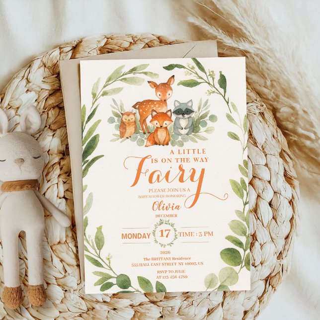 Convite Editable Gender Neutral Fall Woodland Baby Shower (Criador carregado)