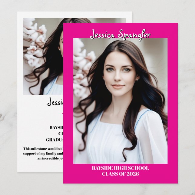Convite Editable Graduation Announcement - Double Sided (Frente/Verso)