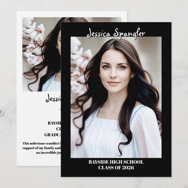 Convite Editable Graduation Announcement - Double Sided (Frente/Verso)