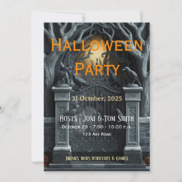 Convite Editable Haunted Gate Halloween Invitation 