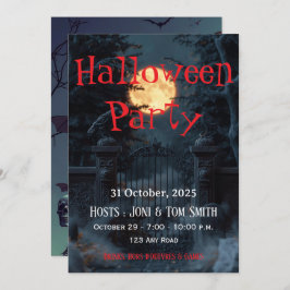 Convite Editable Haunted Gate Halloween Party Invitation 