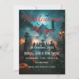 Convite Editable Haunted Mansion Halloween Invitation 