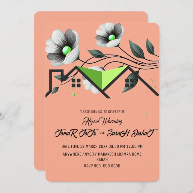 Convite Editable House Warming Invitation, House Warming P (Frente/Verso)