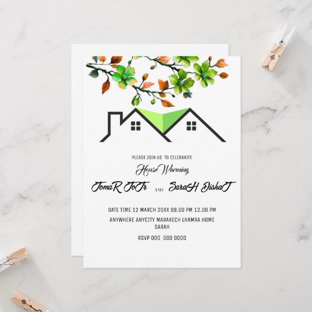 Convite Editable House Warming Invitation, House Warming P (Frente/Verso In Situ)