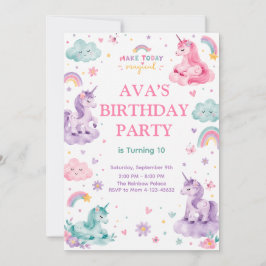 Convite Editable Magical Unicorn Birthday Card
