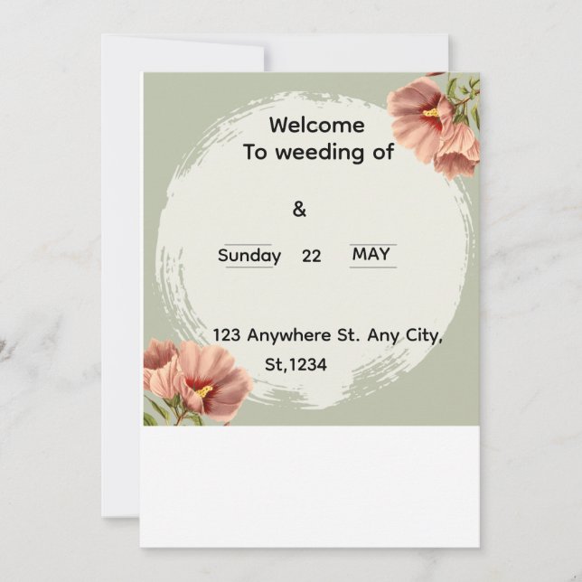 Convite Editable Minimal Floral Wedding Invitation (Frente)