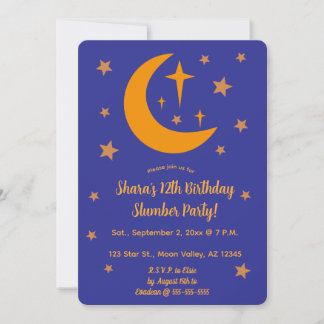 Convite Editable Moon and Stars Slumber Party