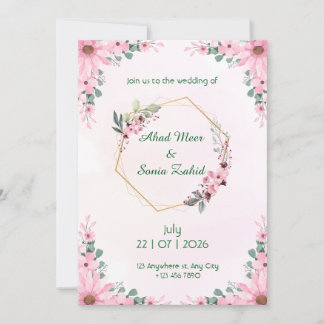 Convite Editable Muslim wedding invitation Floral 