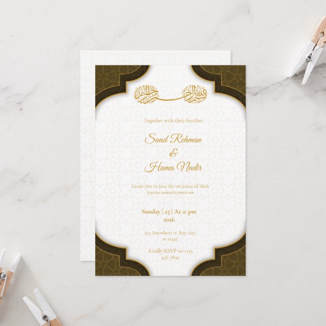Convite Editable Muslim wedding invitation Nikkah invite (Frente/Verso In Situ)