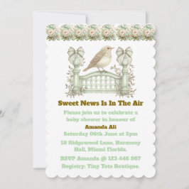 Convite Editable Neutral Vintage Baby Shower Invitation