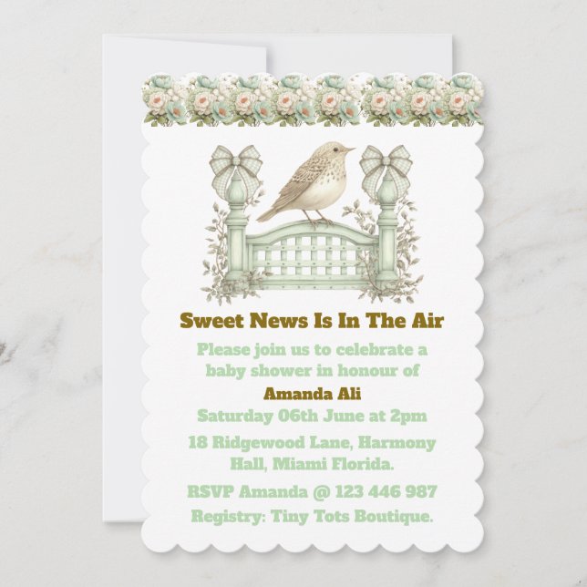 Convite Editable Neutral Vintage Baby Shower Invitation (Frente)