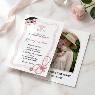 Convite Editable Nursing Graduation Invitation with Photo
