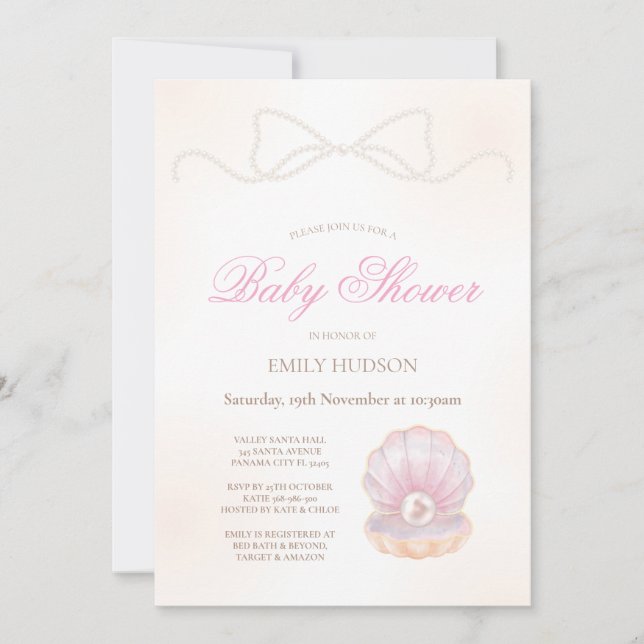 Convite Editable Pearl Invitation (Frente)