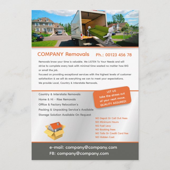 Convite Editable Removal Services Flyer Template (Frente)