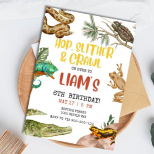 Convite EDITABLE Réptil Birthday Invitation Boy, Lizard