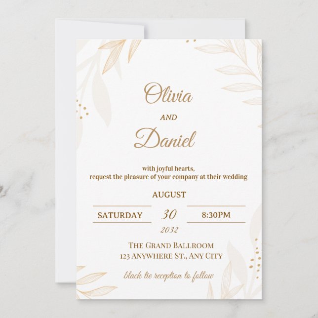 Convite Editable Romantic Wedding Invitation  (Frente)