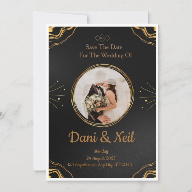 Convite Editable Rustic Wedding Invitation Set & RSVP Bund (Frente)