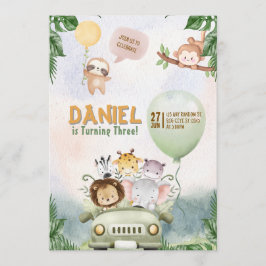 Convite Editable Safari Birthday Invitation