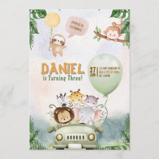 Convite Editable Safari Birthday Invitation