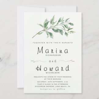 Convite Editable Sage Green Botanical Wedding Invitation