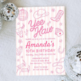 Convite Editable Space Cowgirl Birthday Invitation, Disco 