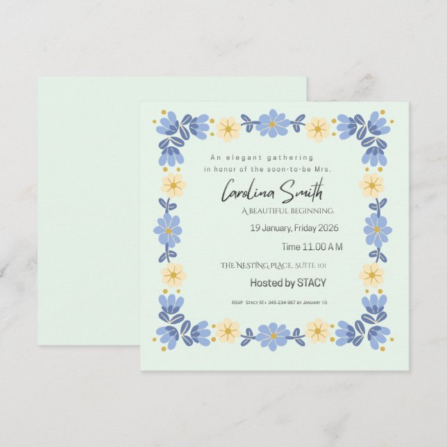 Convite Editable Spring Garden Bride to Be Invite | Custom (Frente/Verso)