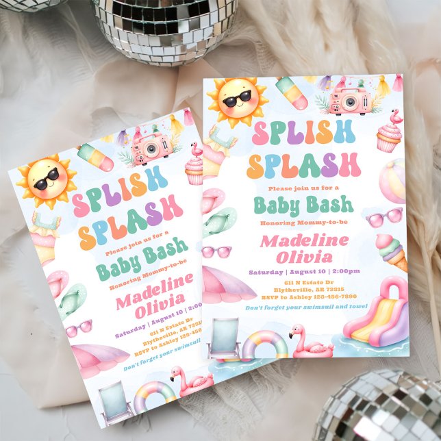 Convite Editable Summer Splish Splash Baby Shower Party  (Criador carregado)