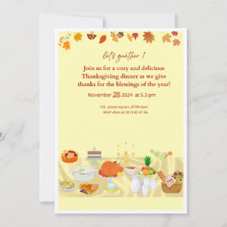 Convite editable thanksgiving dinner invitation card with