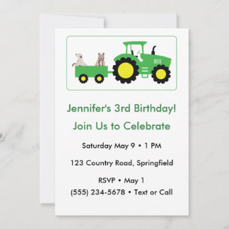 Convite Editable Tractor Farm Party Birthday Invitation
