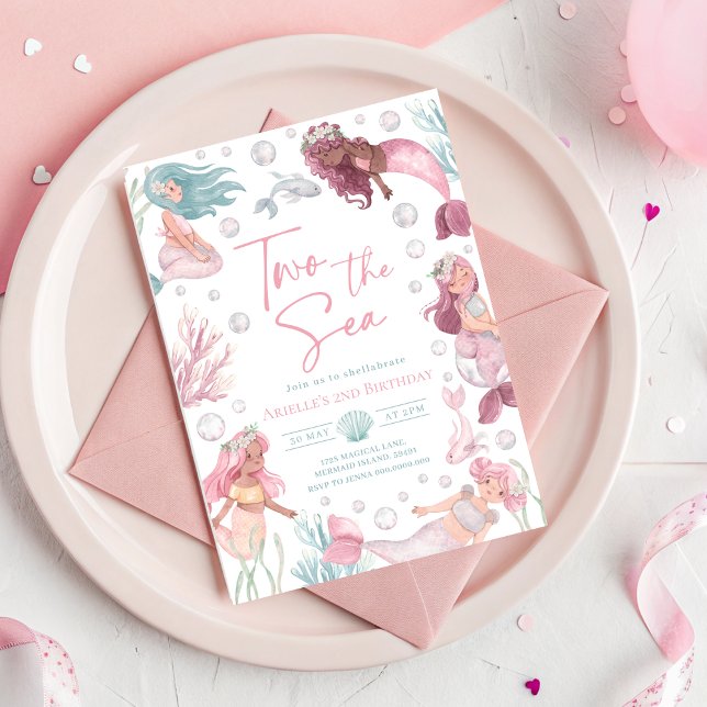 Convite Editable Two The Sea Mermaid Invite  (Editable Two The Sea Mermaid Invite
)