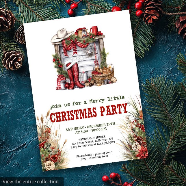 Convite Editable Wild West Holiday Party Invitation (Editable Wild West Holiday Party Invitation)