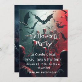 Convite Editable Zombie Halloween Party Invitation| Spooky