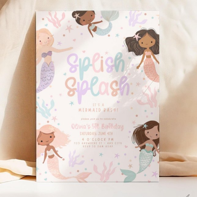 Convite Editável À Sereia, Sereia Bash (Criador carregado)