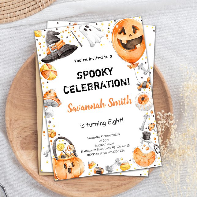 Convite editável de aniversário de Halloween (Halloween Birthday Invitations)