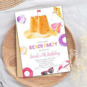 Convite Editável de Aniversário de Praia