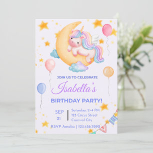 Convite editável de aniversário do Unicorn para ga