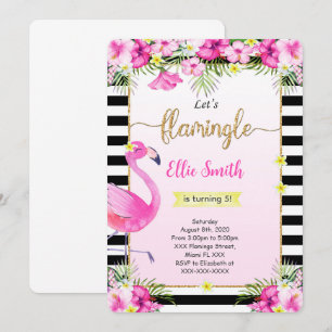 Convite Editável de Aniversário Flamingo
