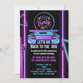 Convite editável de Festa de aniversário 80s