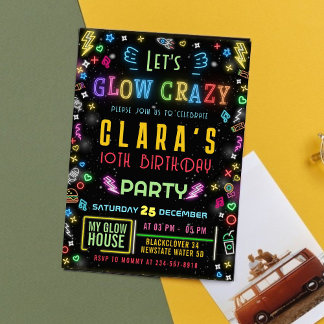 Convite editável de Festa de aniversário brilhante