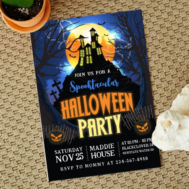 Convite Editável do Partido Spooktacular do Hallow (Halloween Spooktacular Party Editable Invitation)