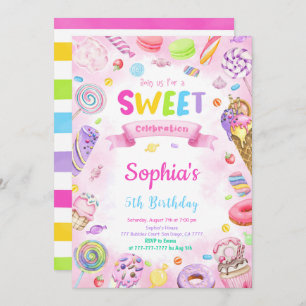 Convite Editável para Aniversário do Candy