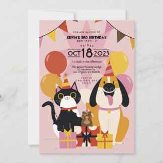 Convite editável para Festas de aniversário de cãe